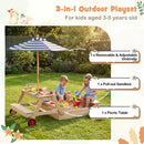 2-in-1 Wooden Sandbox with Foldable Umbrella and Convertible Picnic Table by LJGDeals