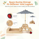 2-in-1 Wooden Sandbox with Foldable Umbrella and Convertible Picnic Table by LJGDeals
