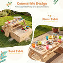 2-in-1 Wooden Sandbox with Foldable Umbrella and Convertible Picnic Table by LJGDeals