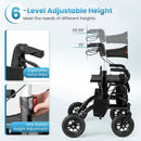 2-in-1 Foldable Rollator Walker with Seat abd 9 Inch Pneumatic Tires for Seniors by LJGDeals