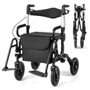 2-in-1 Foldable Rollator Walker with Seat abd 9 Inch Pneumatic Tires for Seniors by LJGDeals
