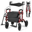 2-in-1 Foldable Rollator Walker with Seat abd 9 Inch Pneumatic Tires for Seniors by LJGDeals