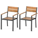 Acacia Wood Patio Dining Chairs Set of 2 with Armrests by LJGDeals