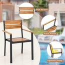 Acacia Wood Patio Dining Chairs Set of 2 with Armrests by LJGDeals