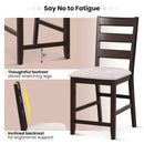 2 Piece Counter Height Bar Stool Set with Padded Seat and Rubber Wood Legs-Beige by LJGDeals
