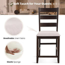 2 Piece Counter Height Bar Stool Set with Padded Seat and Rubber Wood Legs-Beige by LJGDeals