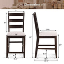 2 Piece Counter Height Bar Stool Set with Padded Seat and Rubber Wood Legs-Beige by LJGDeals