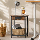 2 Pieces Bedside Nightstand Set with Open Shelf and Charging Station-Rustic Brown by LJGDeals