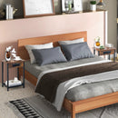 2 Pieces Bedside Nightstand Set with Open Shelf and Charging Station-Rustic Brown by LJGDeals