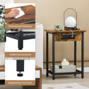 2 Pieces Bedside Nightstand Set with Open Shelf and Charging Station-Rustic Brown by LJGDeals