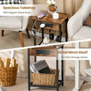 2 Pieces Bedside Nightstand Set with Open Shelf and Charging Station-Rustic Brown by LJGDeals