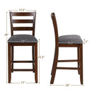 2 Pieces Counter Height Chairs with Fabric Seat and Rubber Wood Legs by LJGDeals