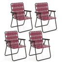 4 Pieces Folding Beach Chair Camping Lawn Webbing Chair by LJGDeals