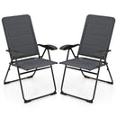 2 Pieces Outdoor Folding Patio Chairs with Adjustable Backrests for Bistro and Backyard-Gray