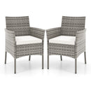 2 Pieces Outdoor PE Rattan Armchairs with Cozy Seat Cushions-White by DirectDeals