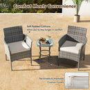 2 Pieces Outdoor PE Rattan Armchairs with Cozy Seat Cushions-White by LJGDeals