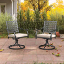 2 Pieces Outdoor Swivel Chairs Patio Dining Chairs with Padded Cushions-Beige by LJGDeals