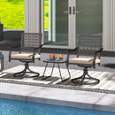 2 Pieces Outdoor Swivel Chairs Patio Dining Chairs with Padded Cushions-Beige by LJGDeals