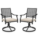 2 Pieces Outdoor Swivel Chairs Patio Dining Chairs with Padded Cushions-Beige by DirectDeals
