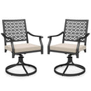 2 Pieces Outdoor Swivel Chairs Patio Dining Chairs with Padded Cushions-Beige by LJGDeals