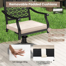 2 Pieces Outdoor Swivel Chairs Patio Dining Chairs with Padded Cushions-Beige by DirectDeals