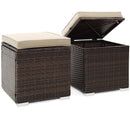 2 Pieces Patio Ottoman with Removable Cushions-Brown by LJGDeals
