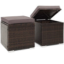2 Pieces Patio Ottoman with Removable Cushions-Gray by LJGDeals