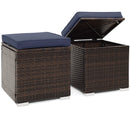 2 Pieces Patio Ottoman with Removable Cushions-Navy by LJGDeals
