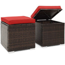 2 Pieces Patio Ottoman with Removable Cushions-Red by LJGDeals