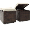 2 Pieces Patio Ottoman with Removable Cushions-White by LJGDeals
