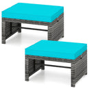 2 Pieces Patio PE Rattan Ottomans with Soft Zippered Cushions for Deck by LJGDeals