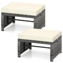 2 Pieces Patio PE Rattan Ottomans with Soft Zippered Cushions for Deck by LJGDeals