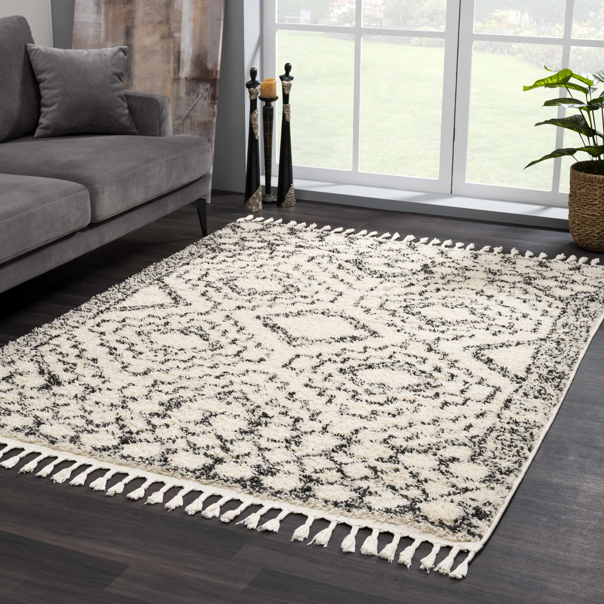 Buan Plush Area Rug, installed in a room