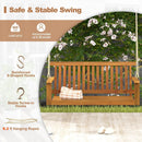 2-Seat Acacia Wood Porch Swing Bench with 2 Hanging Hemp Ropes by LJGDeals