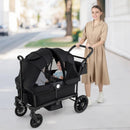 2 Seater Push Pull Collapsible Kids Wagon Stroller with Adjustable Handlebars by LJGDeals