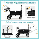 2 Seater Push Pull Collapsible Kids Wagon Stroller with Adjustable Handlebars