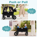 2 Seater Push Pull Collapsible Kids Wagon Stroller with Adjustable Handlebars