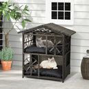 2-storey Wicker Cat House Rattan Kitten Condo Enclosure with Removable Cushions-Gray by LJGDeals