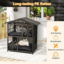 2-storey Wicker Cat House Rattan Kitten Condo Enclosure with Removable Cushions-Gray by LJGDeals