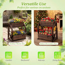 2-tier Raised Garden Bed Rustic Wood Wagon Planter with Drainage Holes and Semi-wheels-Coffee by LJGDeals