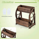2-tier Raised Garden Bed Rustic Wood Wagon Planter with Drainage Holes and Semi-wheels-Coffee by LJGDeals