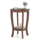 2-tier Round End Table with Solid Wood Legs by LJGDeals