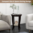 2-tier Round End Table with Solid Wood Legs by LJGDeals