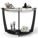 2-tier Tempered Glass Console Table with Clear Glass Top and Open Shelf by LJGDeals