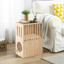 2-tier Wooden Cat Condo Indoor Symmetrical Cat House with Removable Cushions by LJGDeals