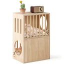 2-tier Wooden Cat Condo Indoor Symmetrical Cat House with Removable Cushions by LJGDeals
