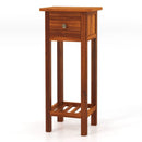 2 Tier Slim Nightstand Bedside Table with Drawer Shelf by LJGDeals