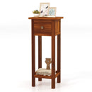 2 Tier Slim Nightstand Bedside Table with Drawer Shelf by LJGDeals