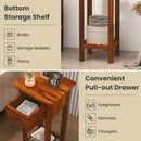 2 Tier Slim Nightstand Bedside Table with Drawer Shelf by LJGDeals