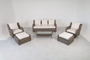 Luxury Rattan Patio Conversation Set – Includes 2 Swivel Chairs, Sofa, Coffee Table, And 2 Ottomans With Premium by HouseOfZazla